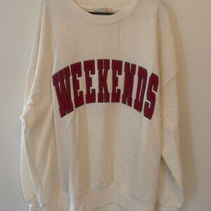 Z Supply White & Pink "WEEKEND" Crewneck